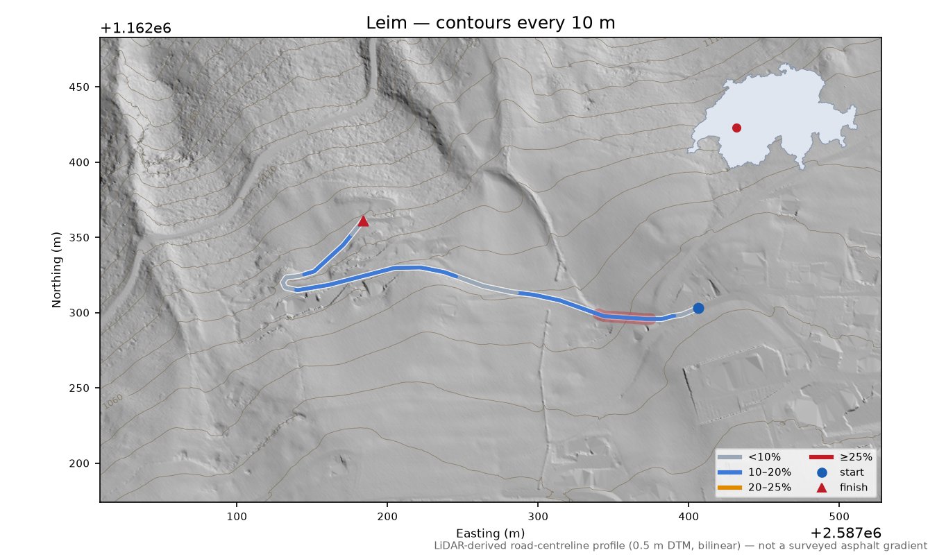 Leim LiDAR hillshade map with contours