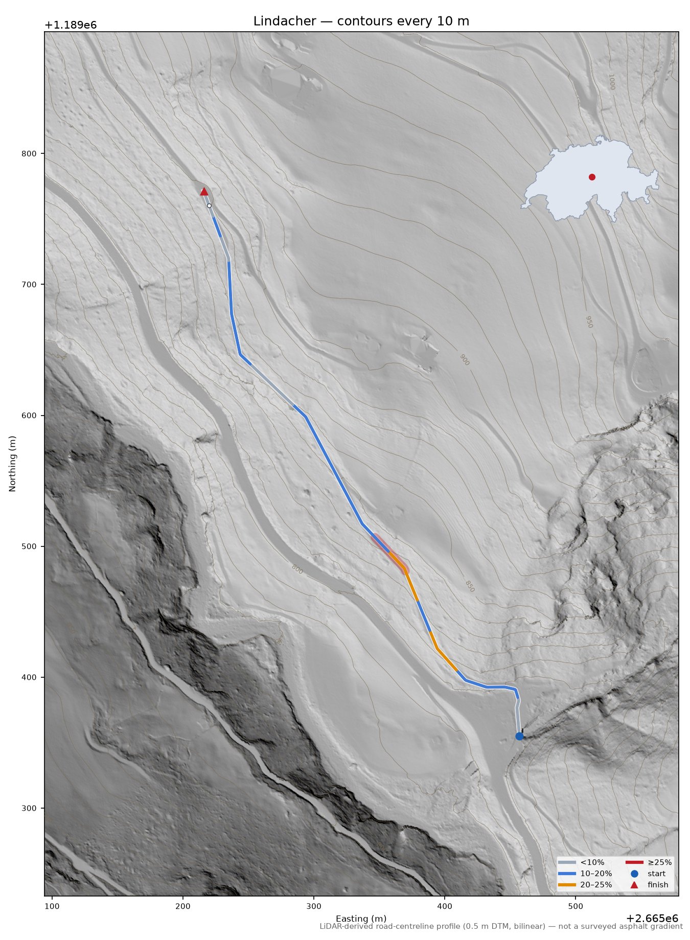 Lindacher LiDAR hillshade map with contours