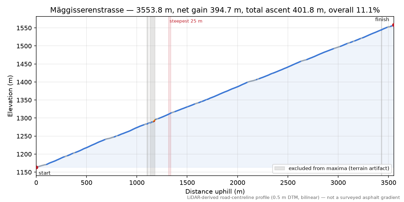 Mäggisserenstrasse elevation profile
