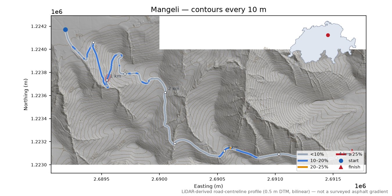 Mangeli LiDAR hillshade map with contours