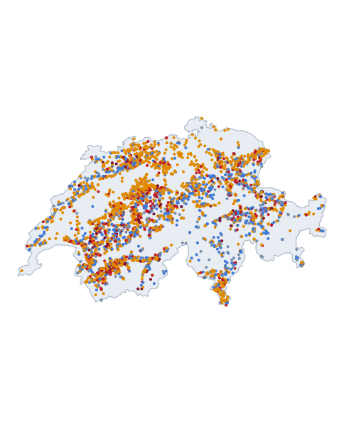 Map of the Swiss measured set
