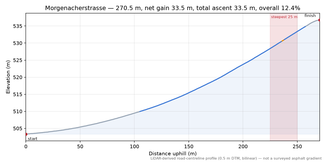 Morgenacherstrasse elevation profile