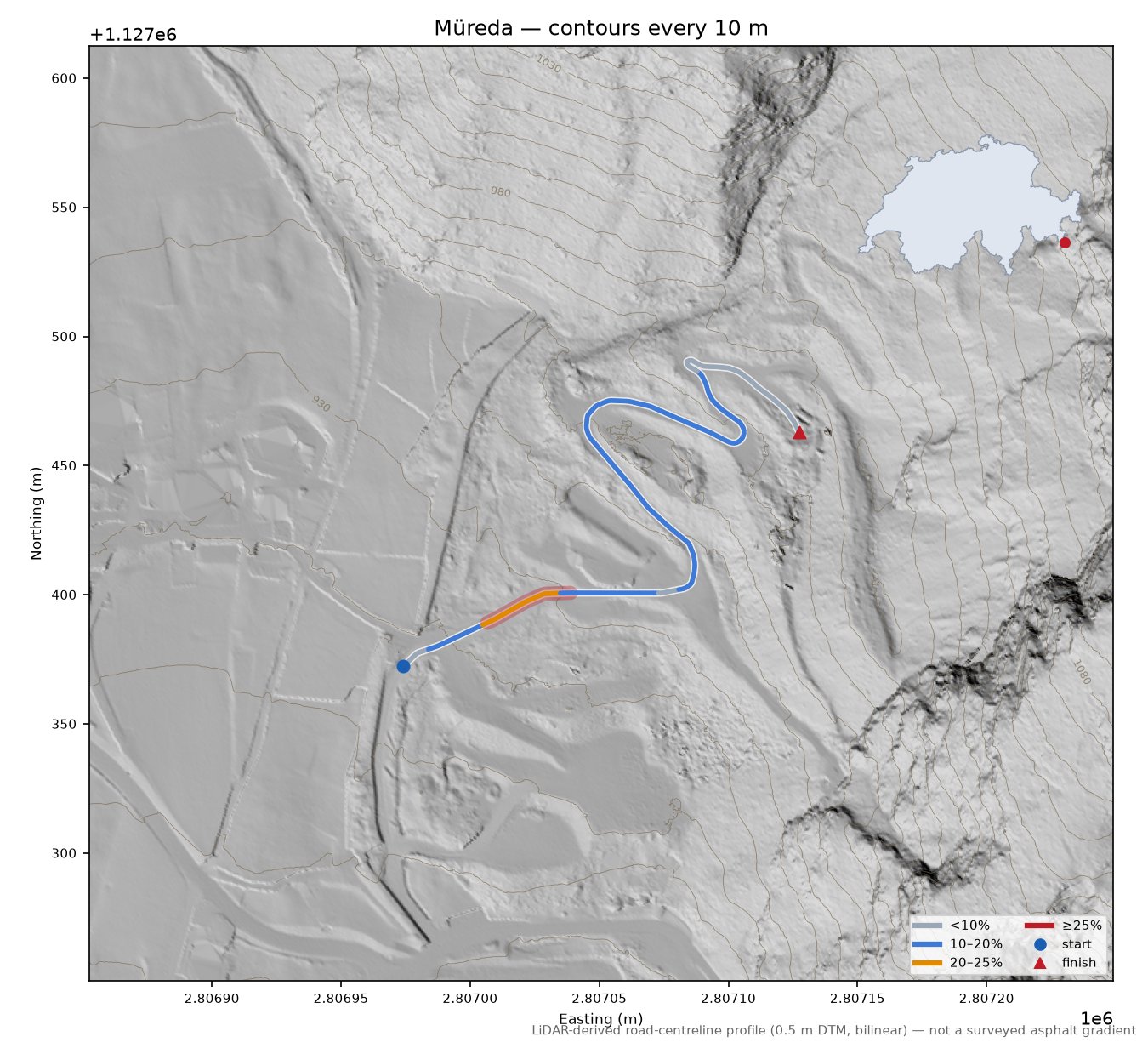 Müreda LiDAR hillshade map with contours