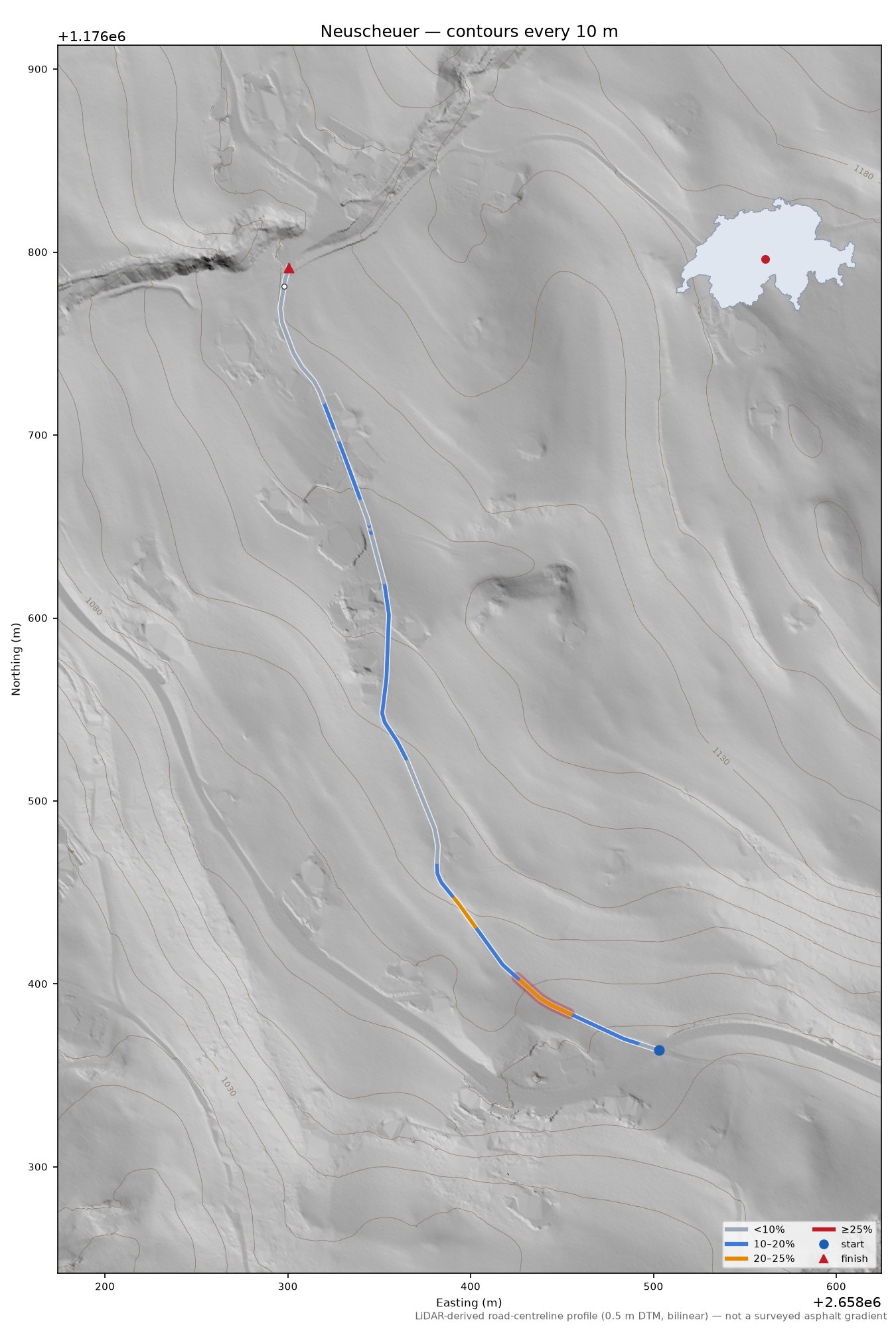 Neuscheuer LiDAR hillshade map with contours