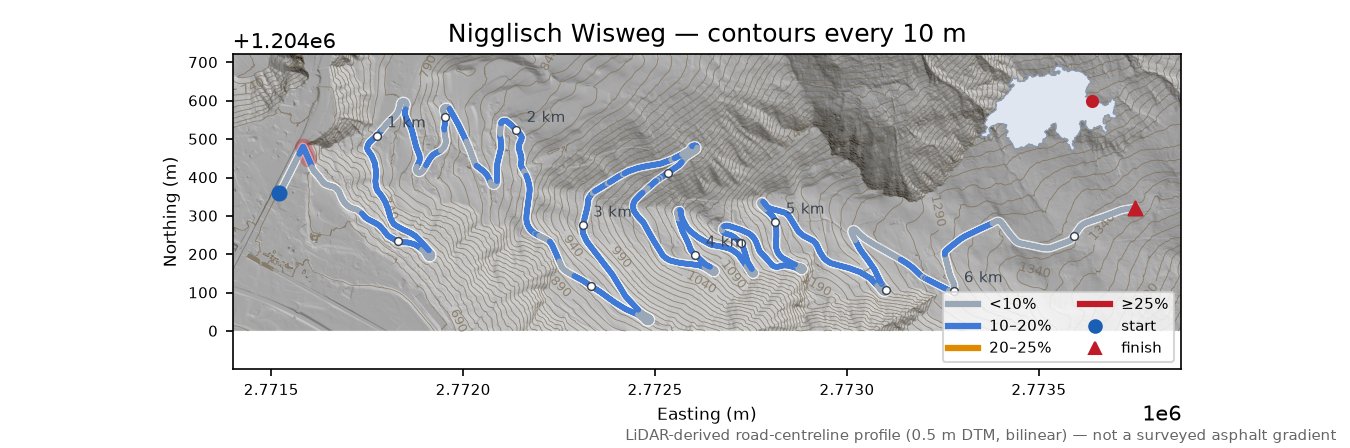 Nigglisch Wisweg LiDAR hillshade map with contours