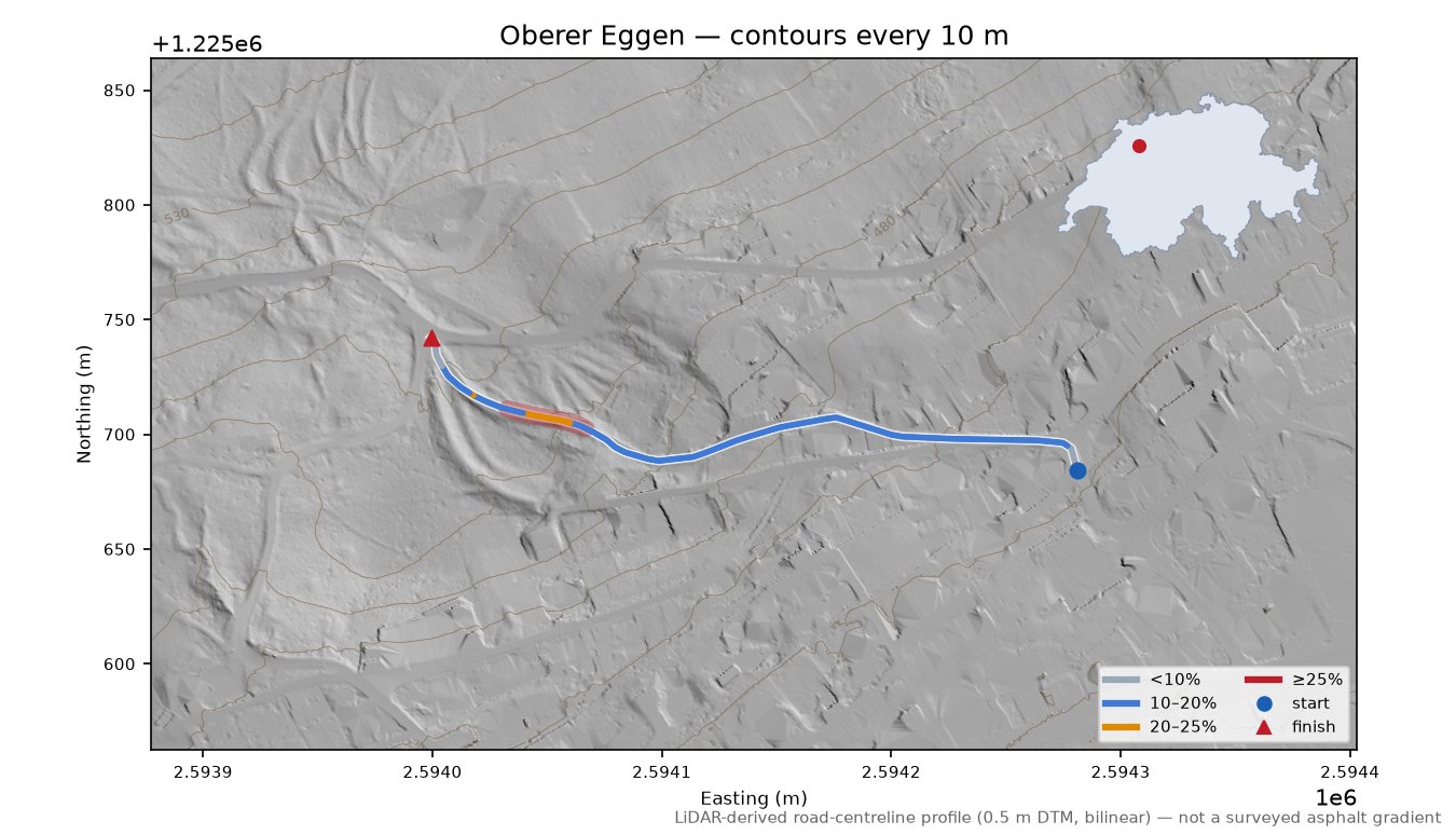 Oberer Eggen LiDAR hillshade map with contours