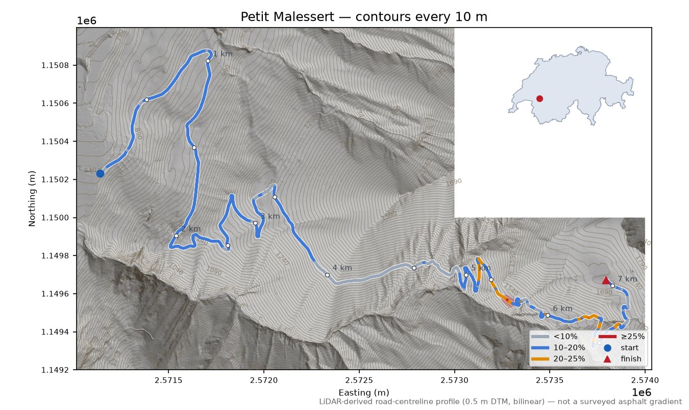Petit Malessert LiDAR hillshade map with contours