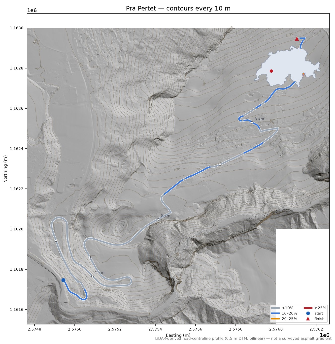 Pra Pertet LiDAR hillshade map with contours