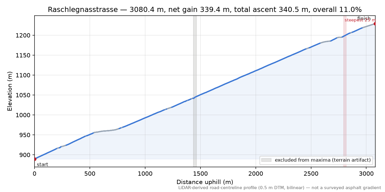 Raschlegnasstrasse elevation profile