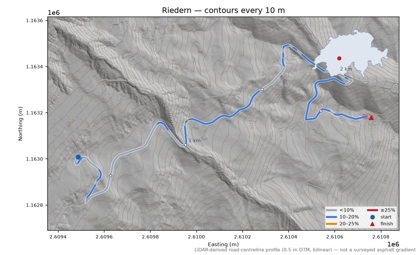 Riedern LiDAR hillshade map with contours