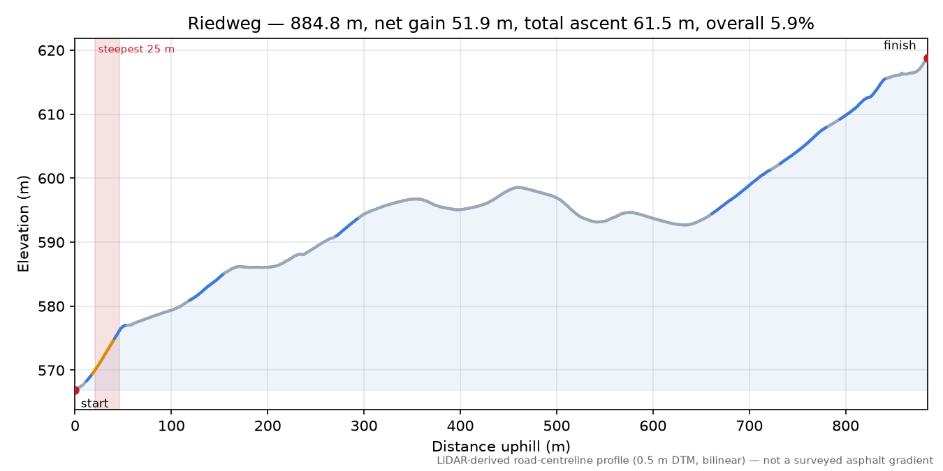 Riedweg elevation profile