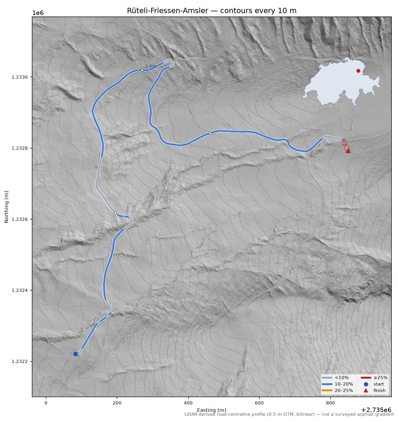 Rüteli-Friessen-Amsler LiDAR hillshade map with contours