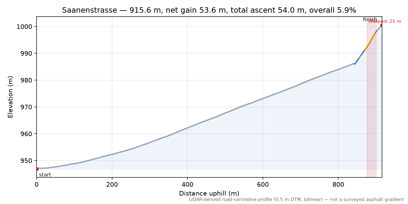 Saanenstrasse elevation profile