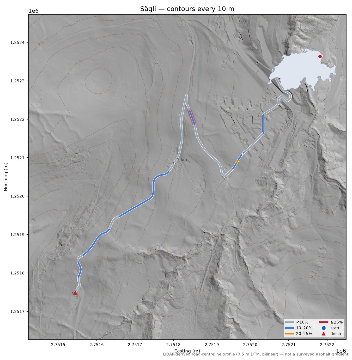 Sägli LiDAR hillshade map with contours
