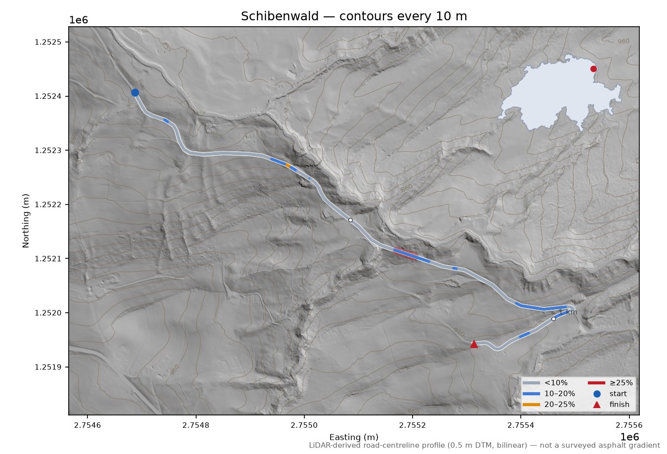 Schibenwald LiDAR hillshade map with contours