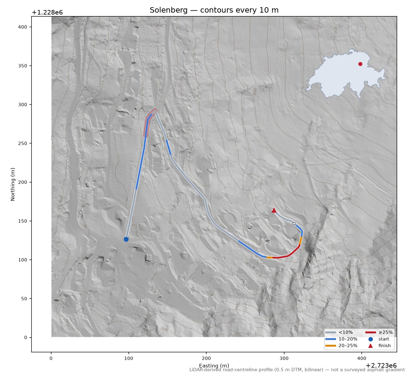 Solenberg LiDAR hillshade map with contours