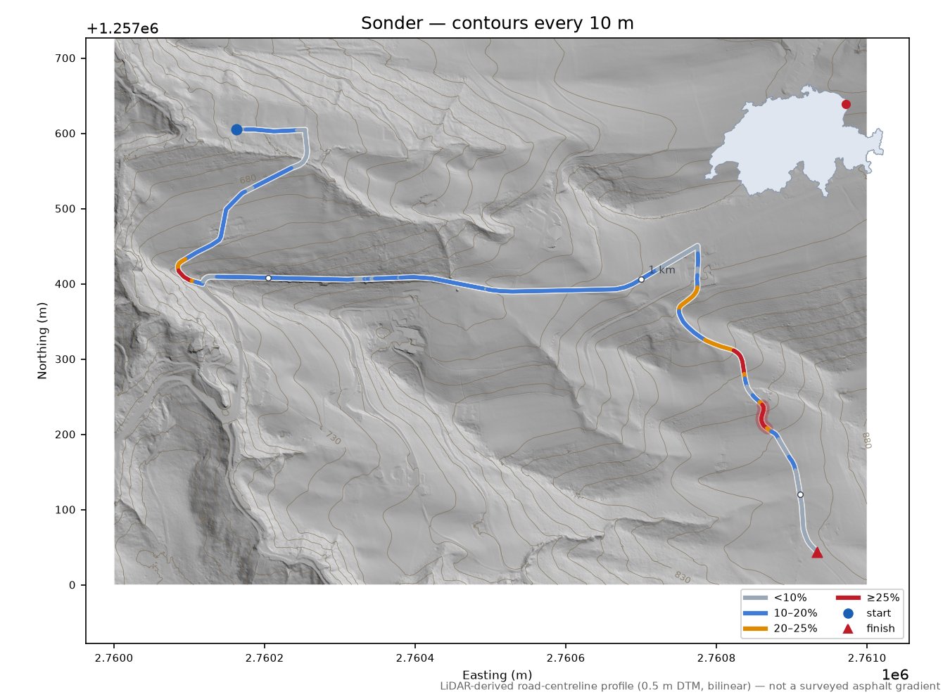 Sonder LiDAR hillshade map with contours
