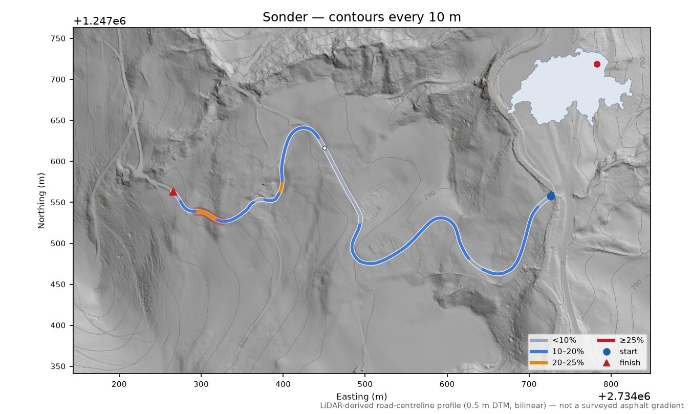 Sonder LiDAR hillshade map with contours