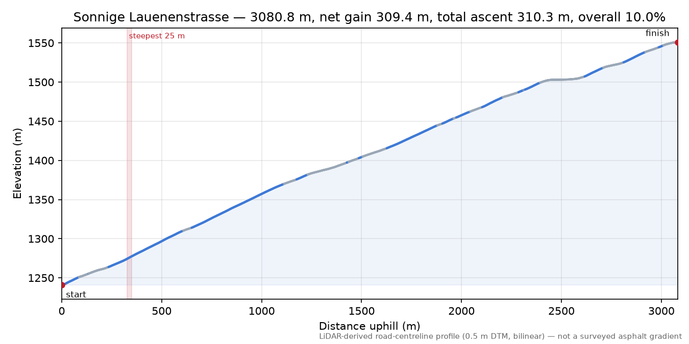 Sonnige Lauenenstrasse elevation profile