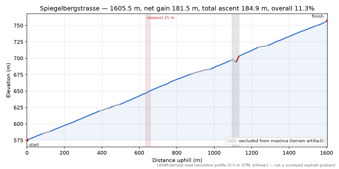 Spiegelbergstrasse elevation profile