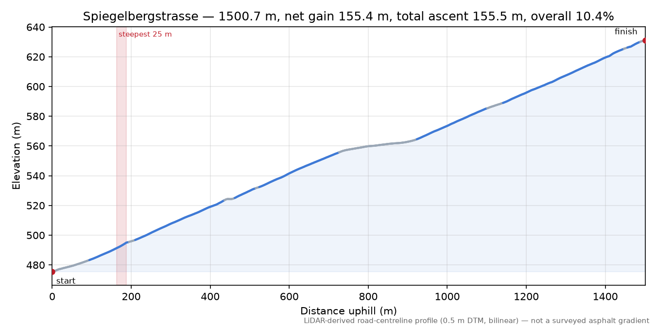 Spiegelbergstrasse elevation profile