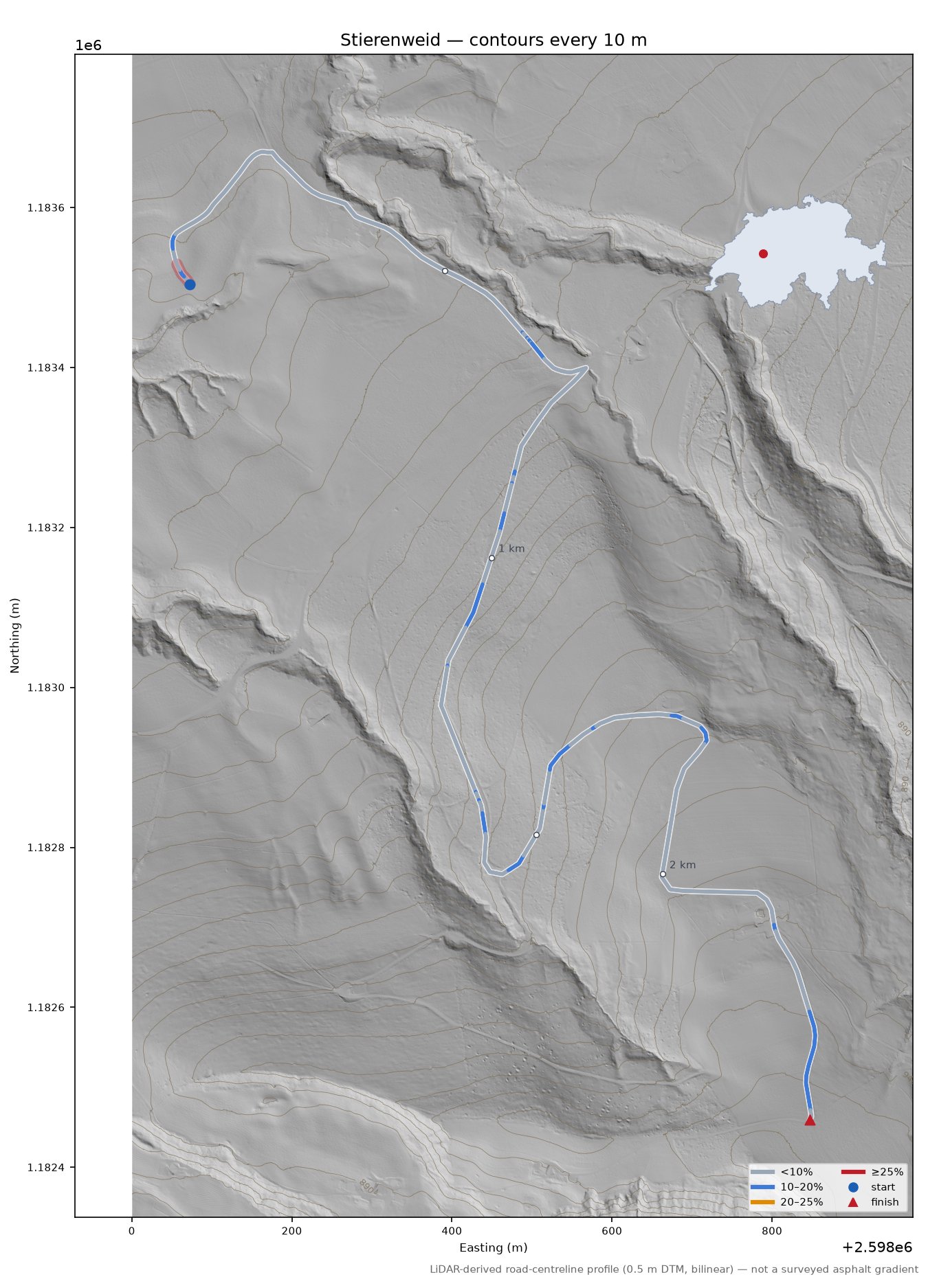 Stierenweid LiDAR hillshade map with contours