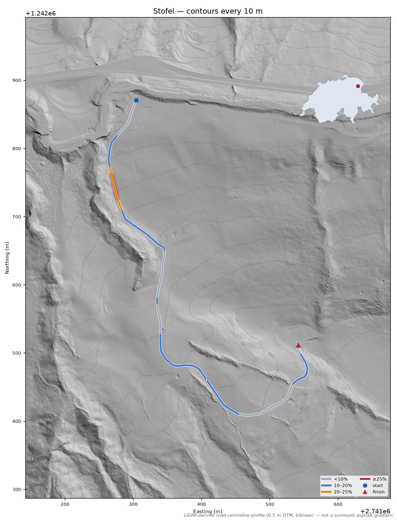 Stofel LiDAR hillshade map with contours