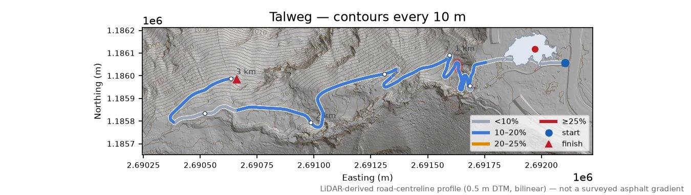 Talweg LiDAR hillshade map with contours