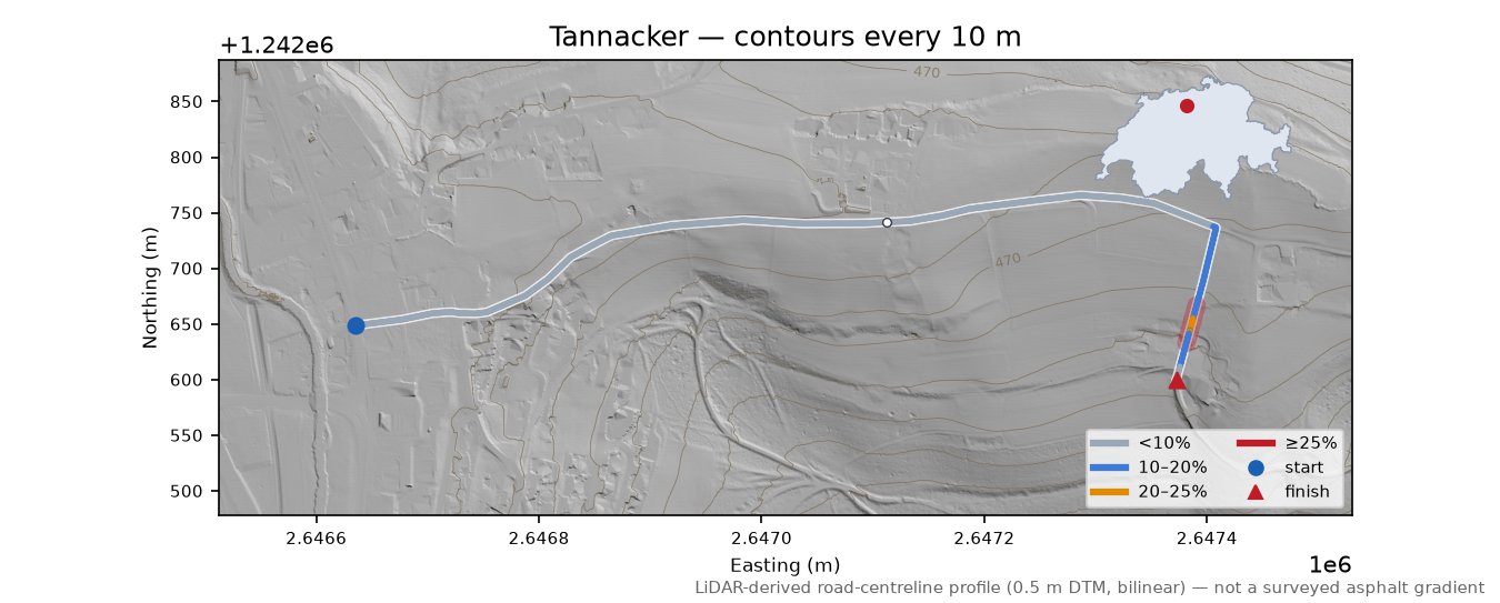 Tannacker LiDAR hillshade map with contours