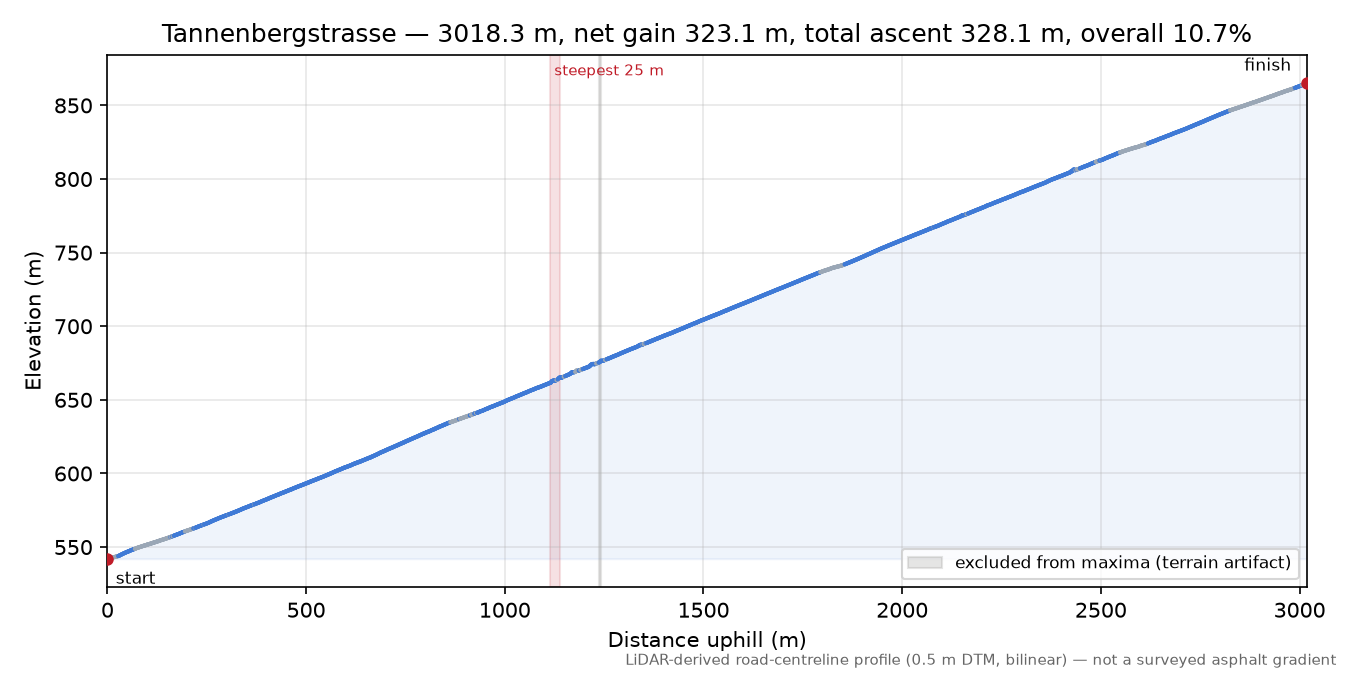 Tannenbergstrasse elevation profile