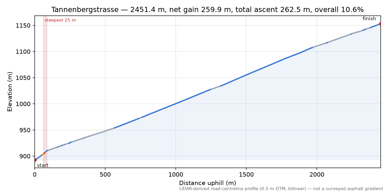 Tannenbergstrasse elevation profile