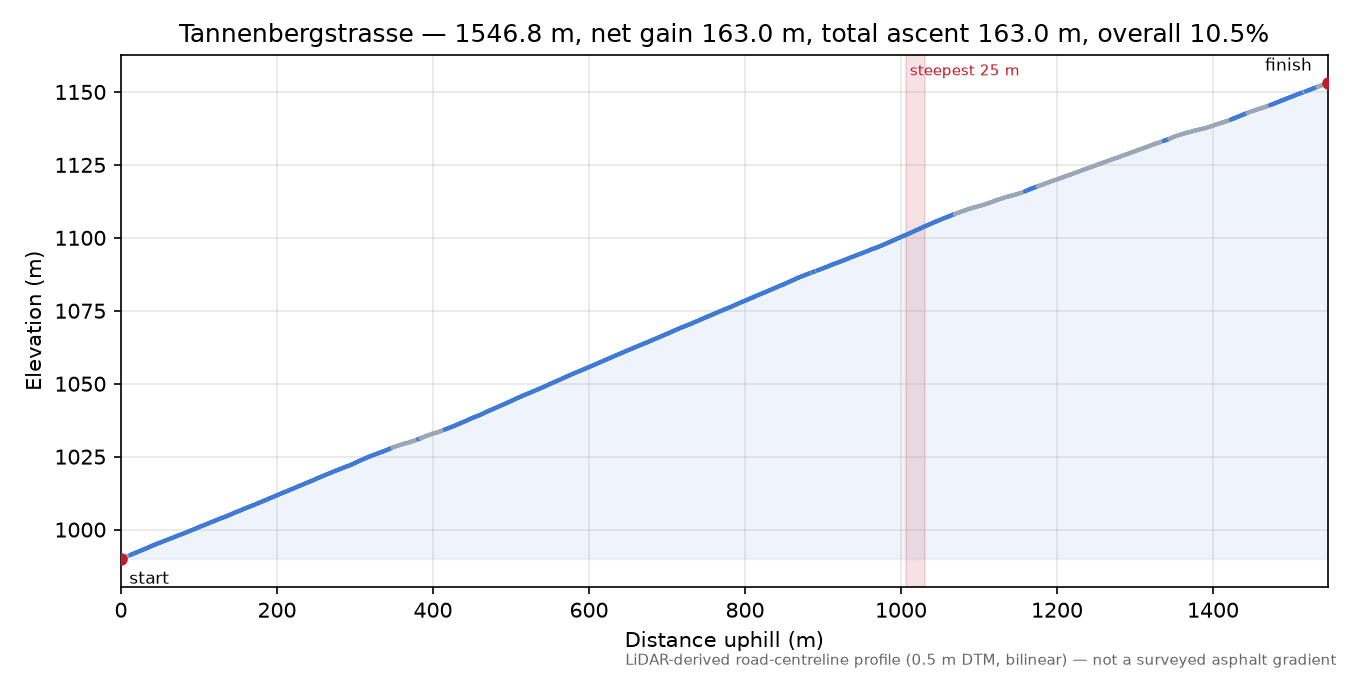 Tannenbergstrasse elevation profile