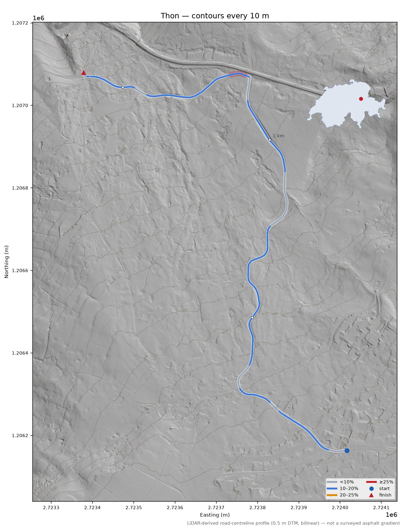 Thon LiDAR hillshade map with contours