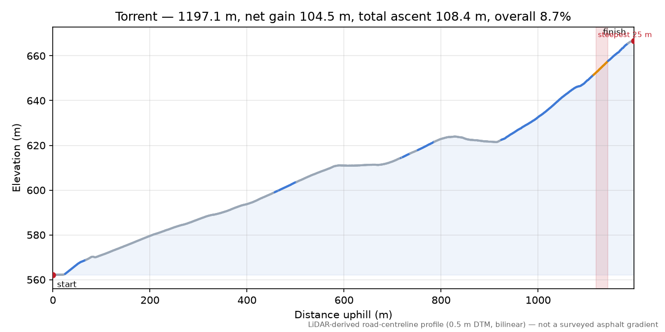 Torrent elevation profile