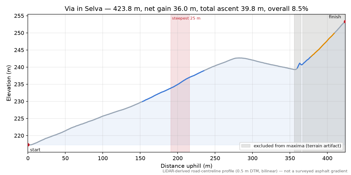Via in Selva elevation profile
