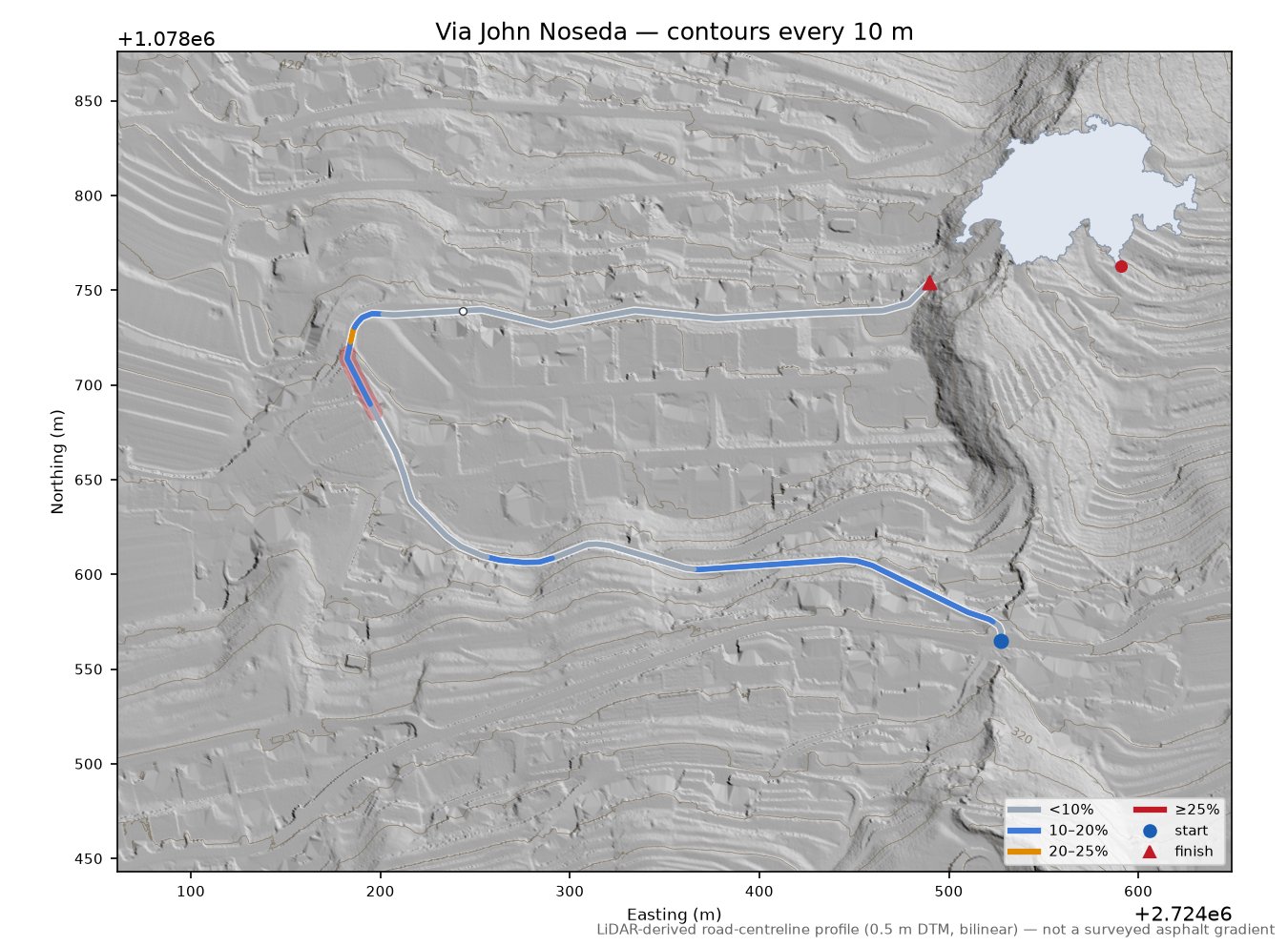 Via John Noseda LiDAR hillshade map with contours