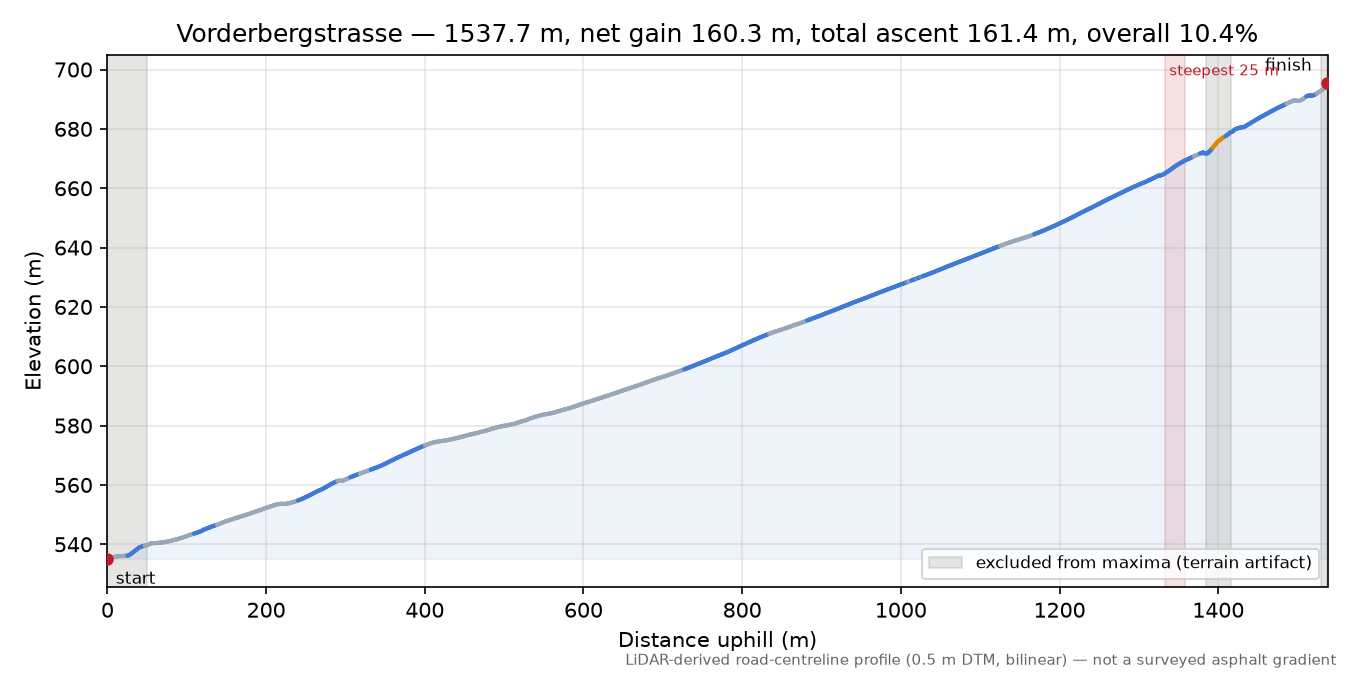 Vorderbergstrasse elevation profile