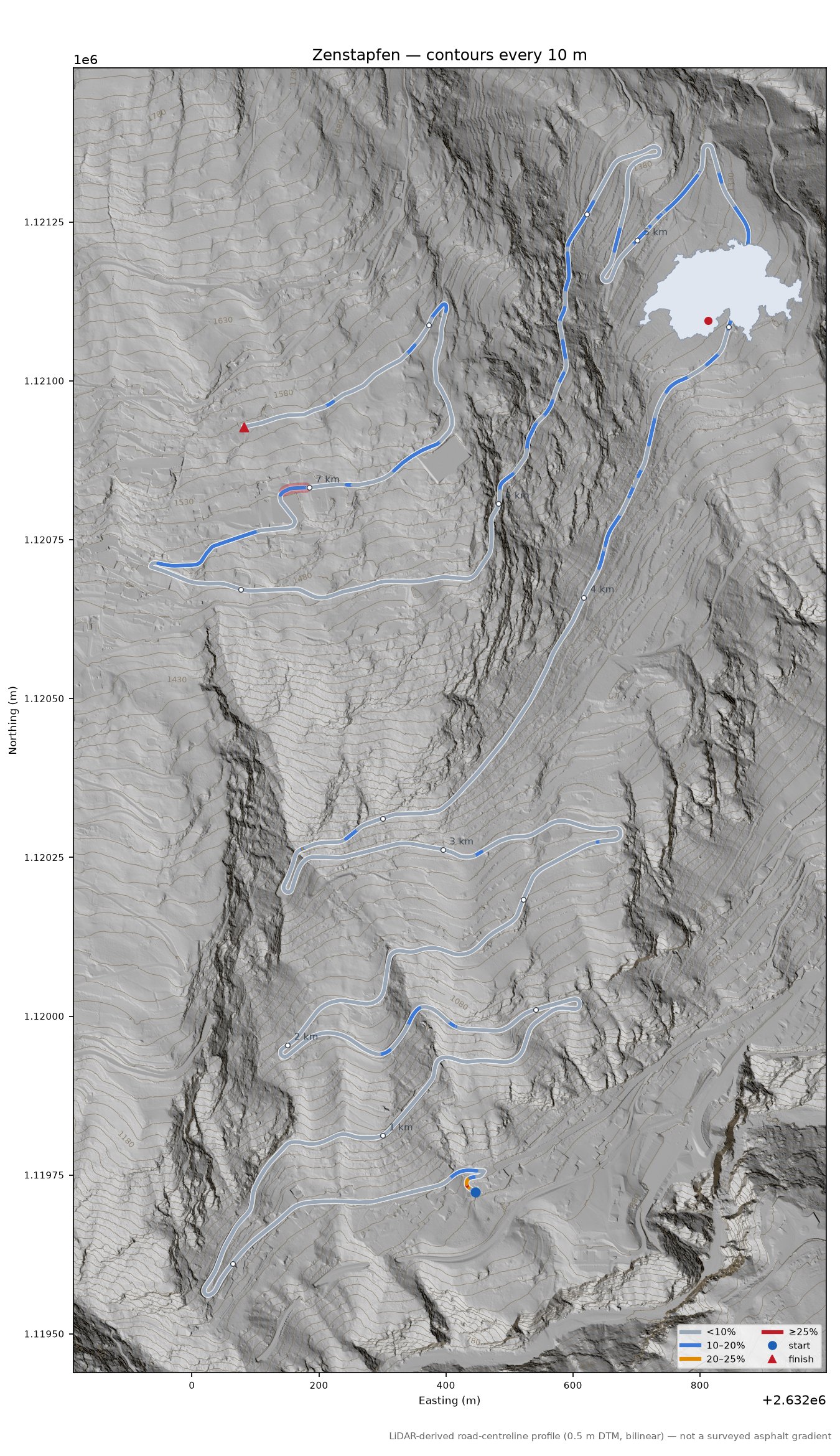 Zenstapfen LiDAR hillshade map with contours