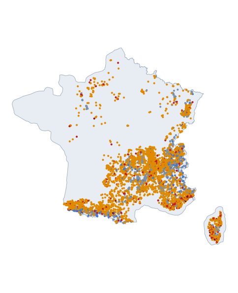 Map of the French measured set