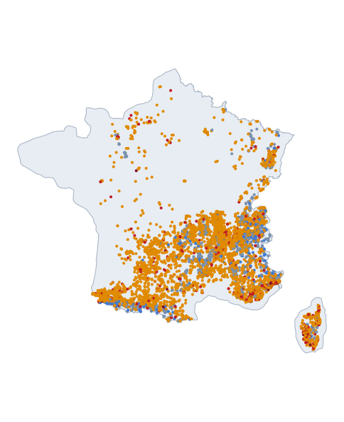Map of the French measured set