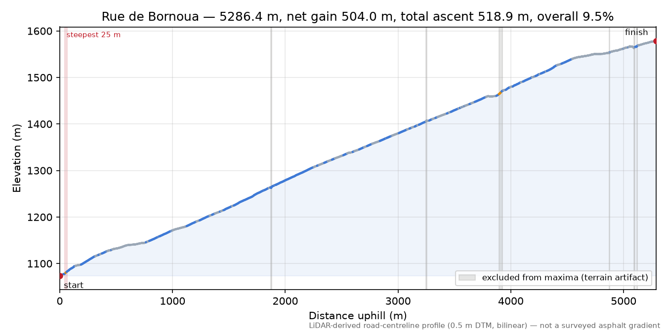 Rue de Bornoua elevation profile