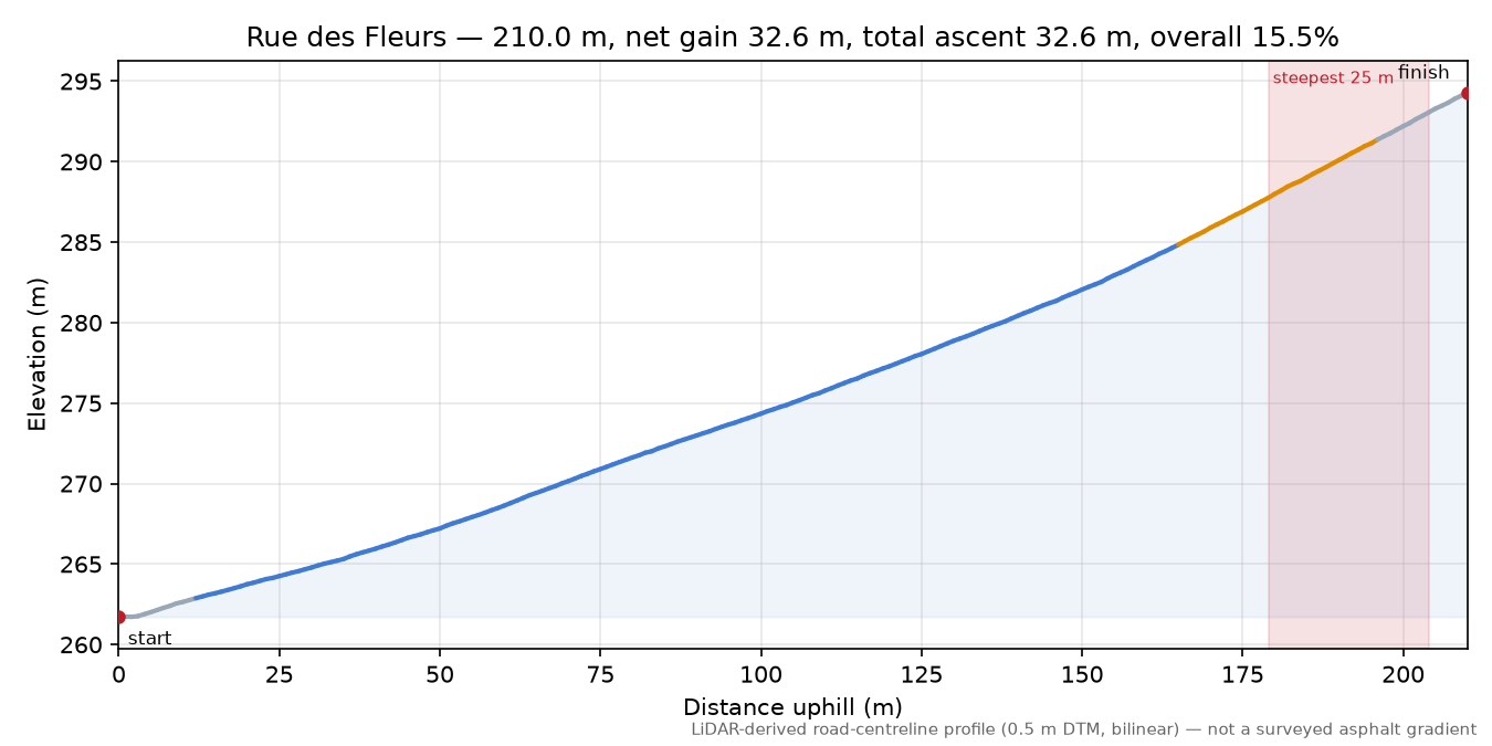 Rue des Fleurs elevation profile