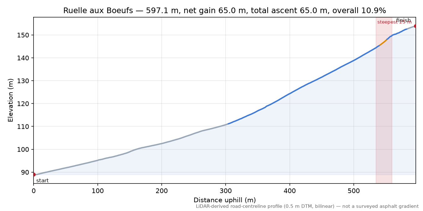Ruelle aux Boeufs elevation profile