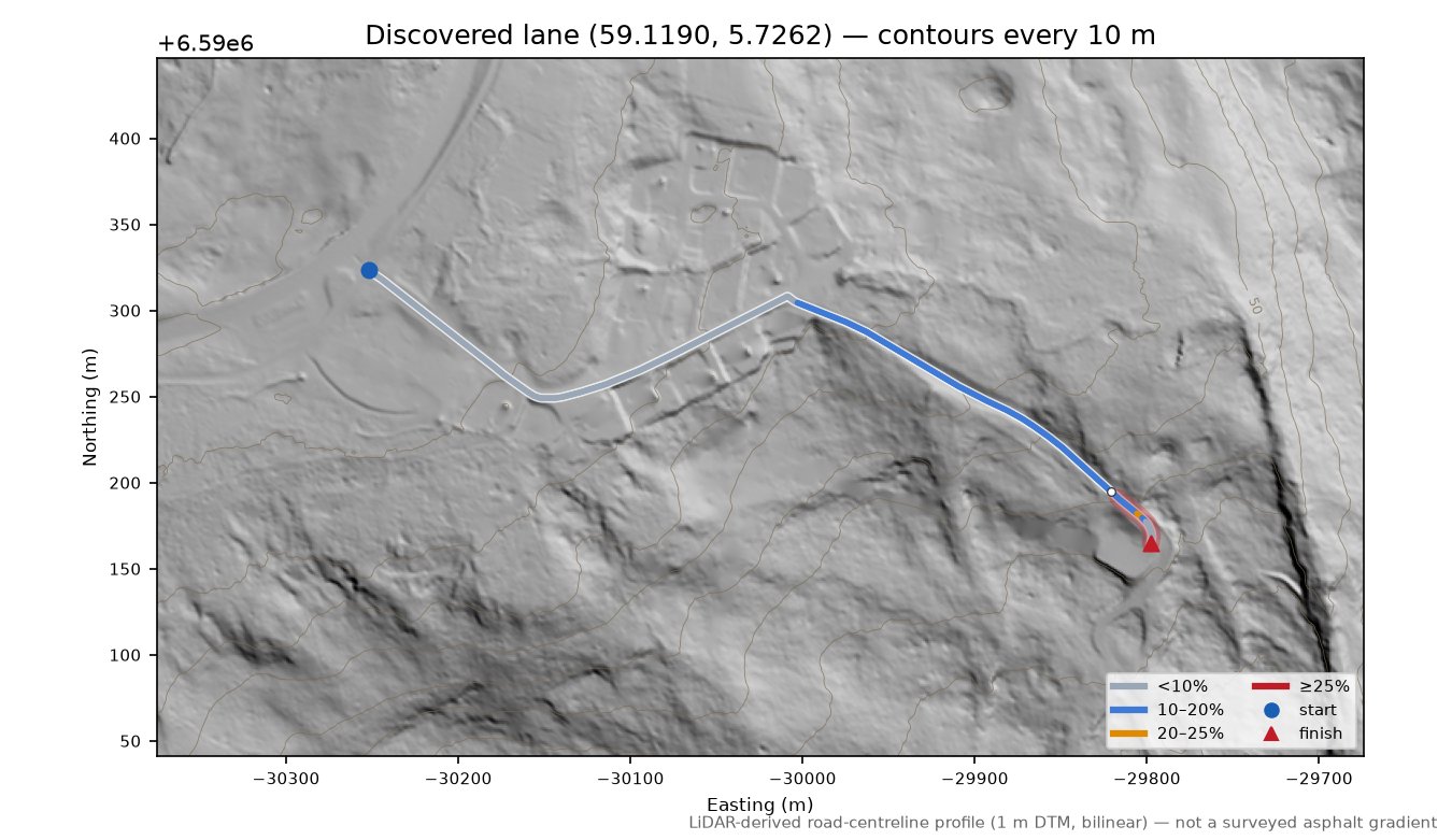 Eltarvåg (Hauen) LiDAR hillshade map with contours