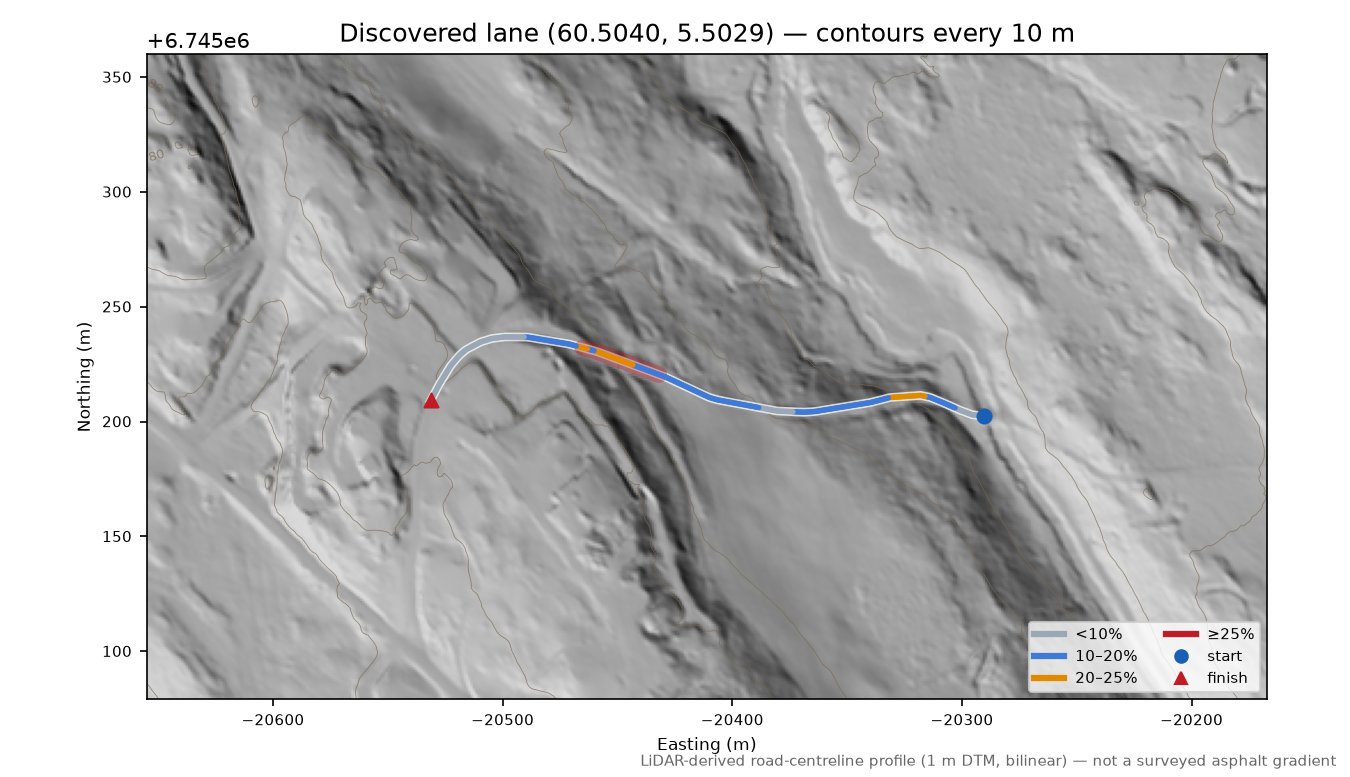 Vevleheiane (Vevleheiane) LiDAR hillshade map with contours