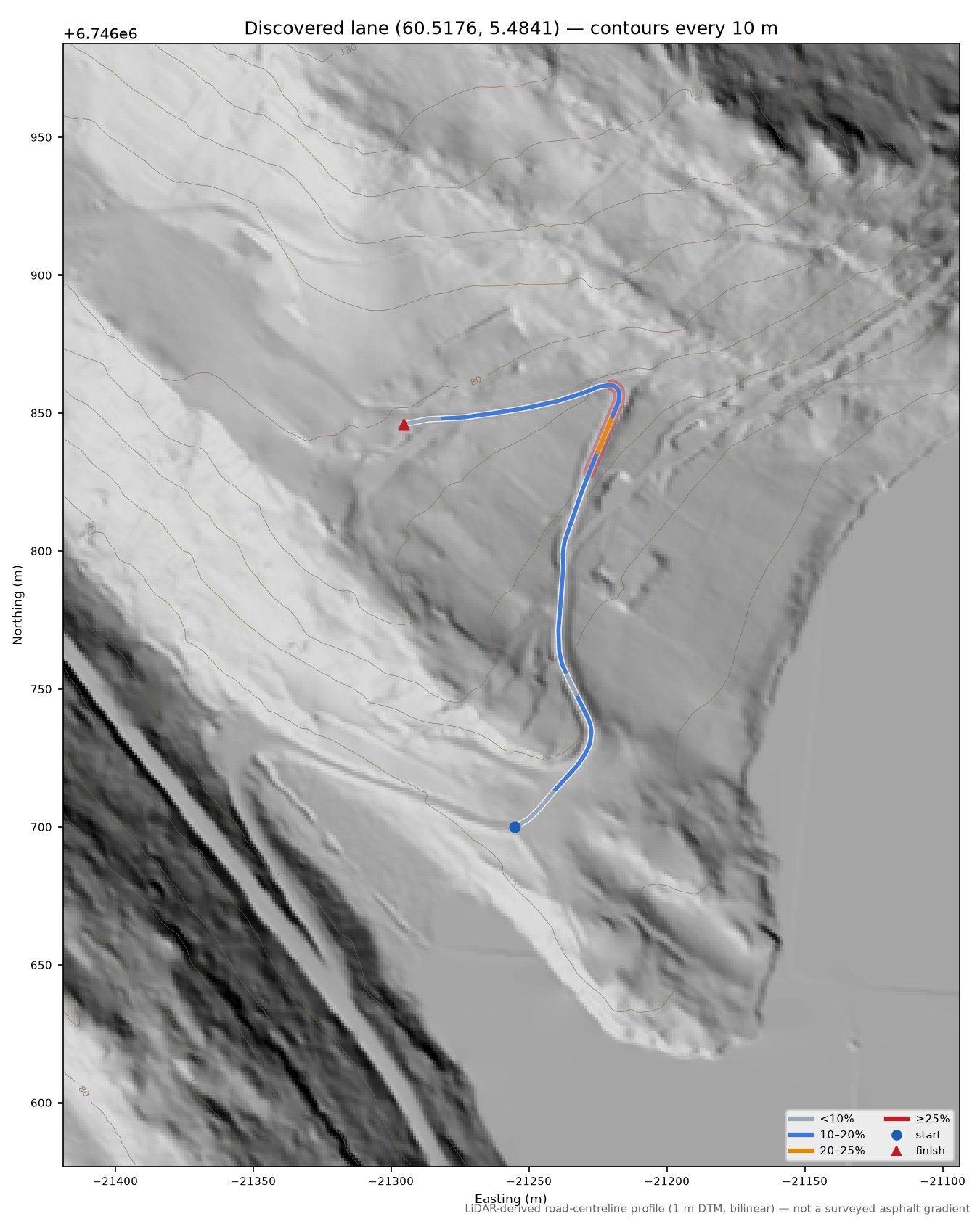 Borgo (Borgo) LiDAR hillshade map with contours