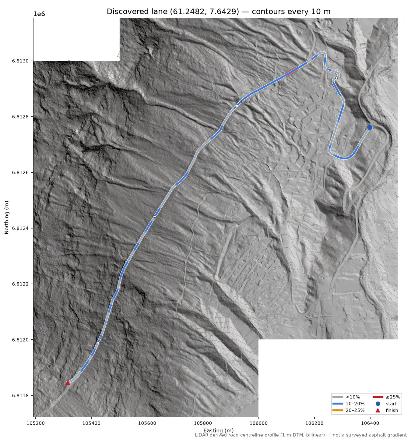 Seimshagane (Bjørnaholten) LiDAR hillshade map with contours