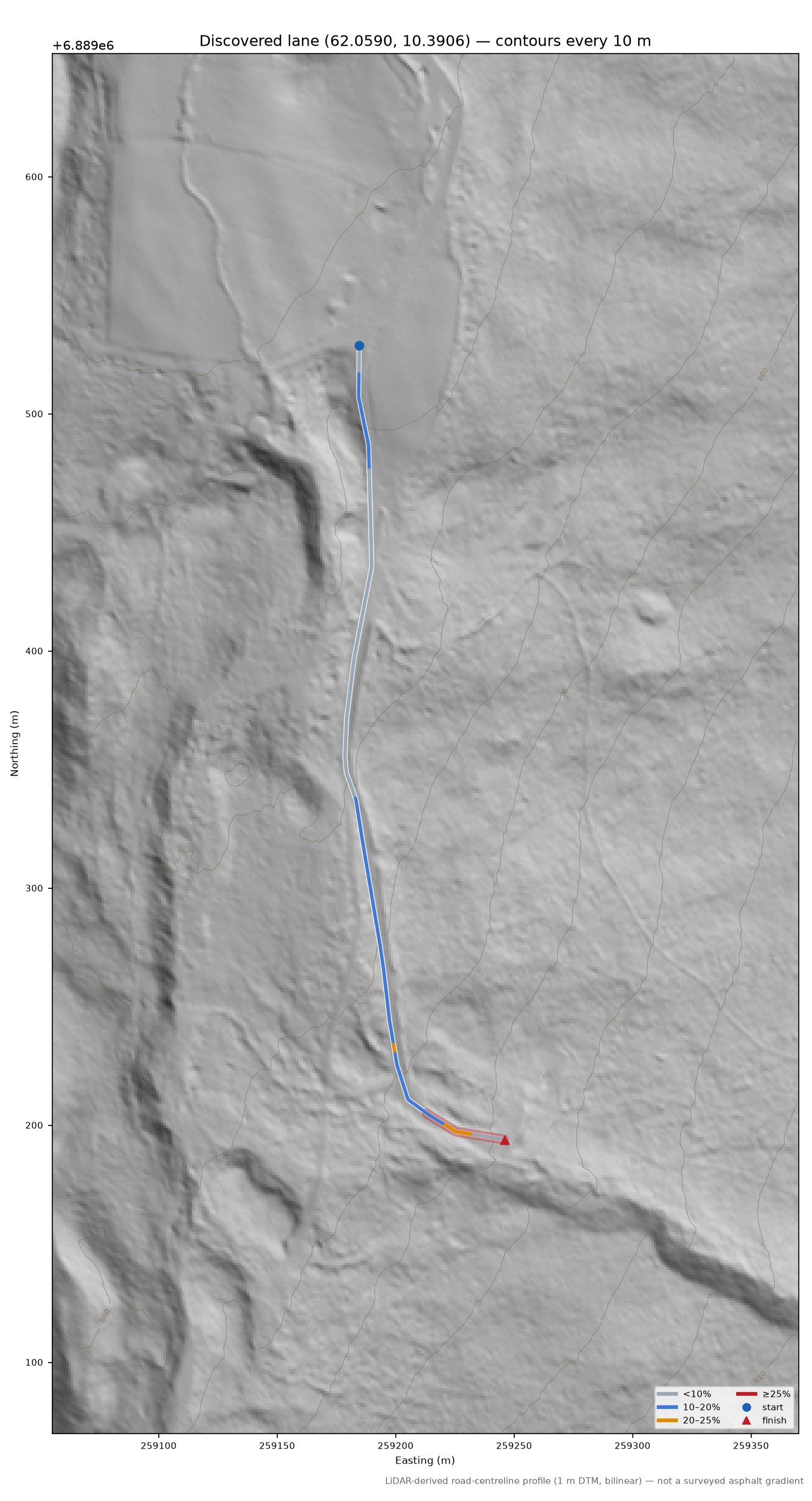 Lane near Haugan LiDAR hillshade map with contours
