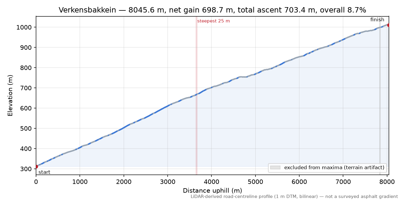 Verkensbakkein elevation profile