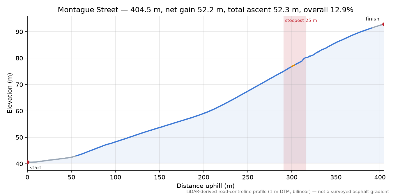 Montague Street elevation profile